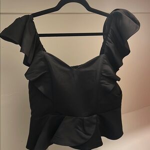 Express Black Ruffled Peplum Blouse